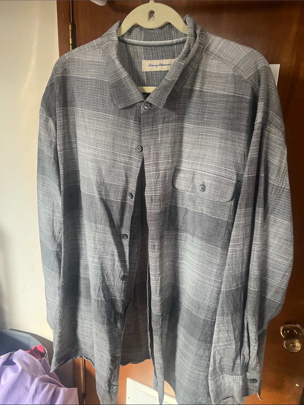 Tommy Bahama Gray Plaid Button-Down Shirt